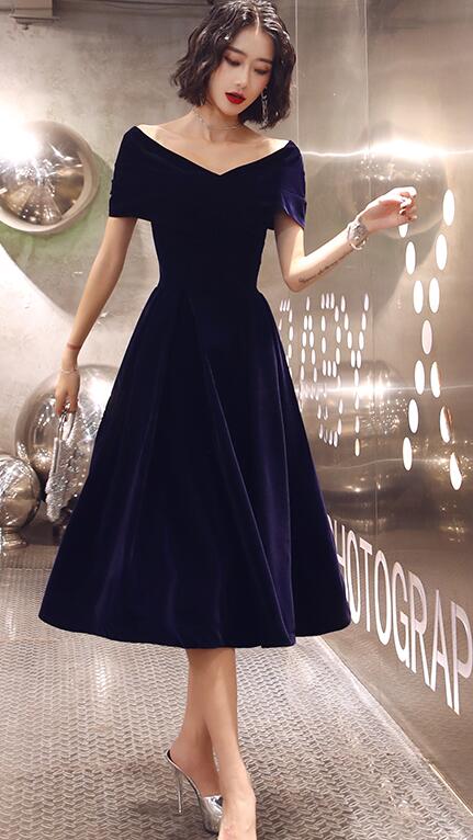 Knee Length Navy Blue Cocktail Dress Short A-Line Wedding-Guest Party Dress PromGirl Navy 3XLarge Knee Length Navy Blue Cocktail Dress Short A-Line Wedding-Guest Party Dress PromGirl Navy 3XLarge