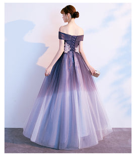 Beautiful Off Shoulder Tulle Long Party Gown, New Prom Dress