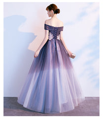 Beautiful Off Shoulder Tulle Long Party Gown, New Prom Dress