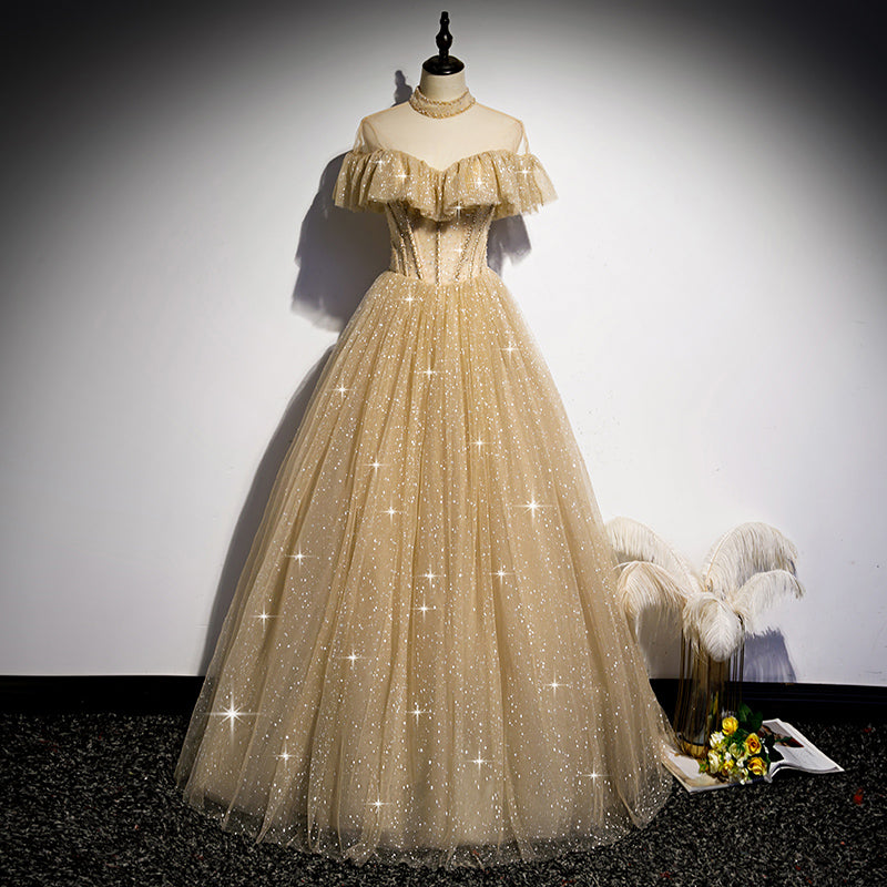 gold shiny prom dress 2026 Gold Prom Dresses in Sequin, Satin, Beaded and Strapless Styles
