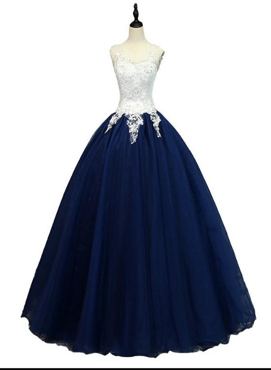 Beautiful Navy Blue Ball Gown Sweet 16 Dresses, Blue Quinceanera Dress