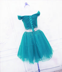 Cute Teal Blue Off Shoulder Sweetheart Prom Dress, Short Party Dress H – Cutedressy