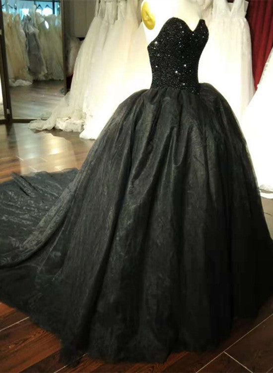 Gorgeous Black Sweetheart Crystal Ball Gown Sweet 16 Dress, Black Part ...