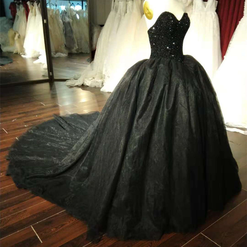 Gorgeous Black Sweetheart Crystal Ball Gown Sweet 16 Dress, Black Part ...