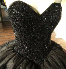 Gorgeous Black Sweetheart Crystal Ball Gown Sweet 16 Dress, Black Party Gown