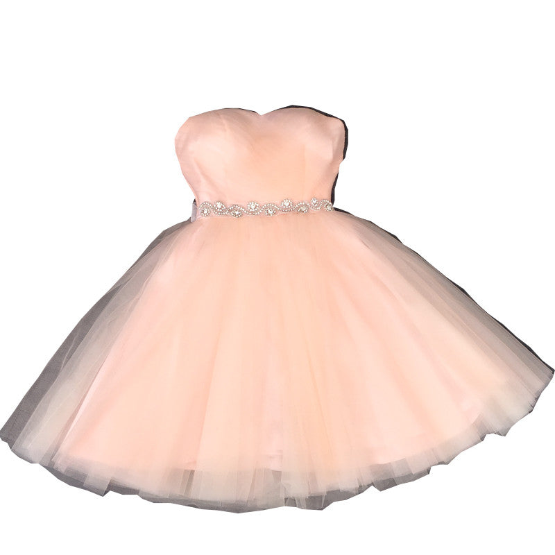 Lovely Handmade Pearl Pink Homecoming Dress, Lace-up Short Prom Dress