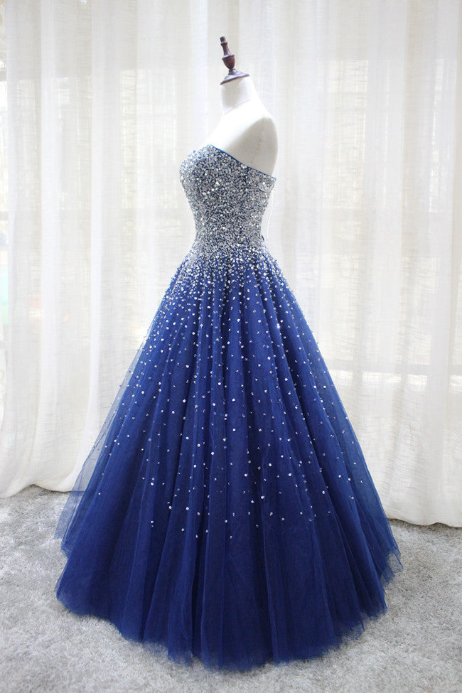 Gorgeous Sparkle Blue Sweet 16 Dress, Handmade Beaded Formal Gown, Junior Prom Dress Gorgeous Sparkle Blue Sweet 16 Dress, Handmade Beaded Formal Gown, Junior Prom Dress