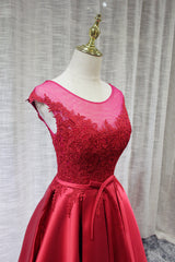 Red High Quality Handmade Satin Long Prom Dress , Charming Satin Party Dress