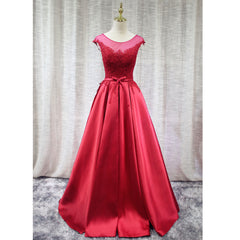 Red High Quality Handmade Satin Long Prom Dress , Charming Satin Party Dress