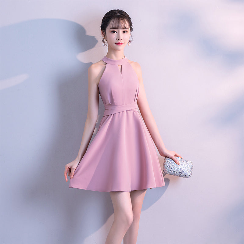 Lovely Pink Halter Mini Party Dress, Cute Women Dress – Cutedressy