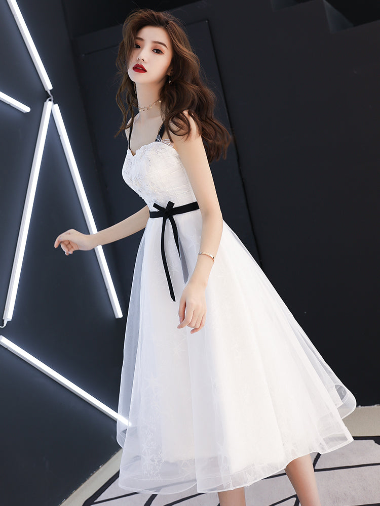 Cute White Short Homecoming Dress Party Dress, Tulle with Lace Graduat Cutedressy Cute White Short Homecoming Dress Party Dress, Tulle with Lace Graduat Cutedressy