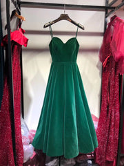 Beautiful Vintage Tea Length Velvet Straps Party Dress, Evening Gowns