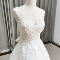Beautiful Ivory Wedding Dress, Handmade Lace and Tulle Bridal Gown