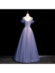 Beautiful Beaded V-neckline Long Floor Length, A-line Formal Gown