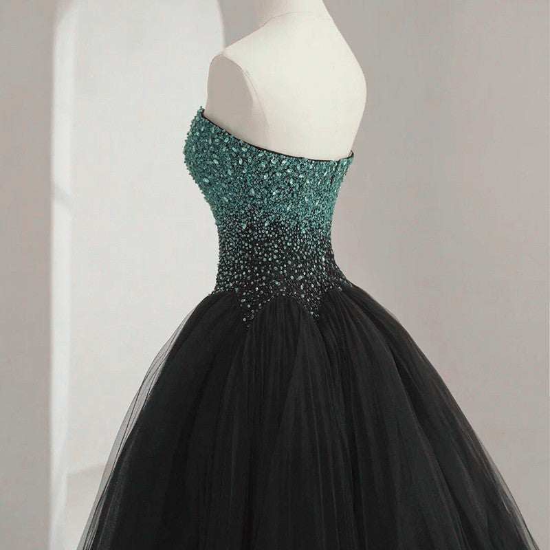 Black Sweetheart Tulle Ball Gown Formal Dress Black Long Prom Dress prom dresses shops main image 1