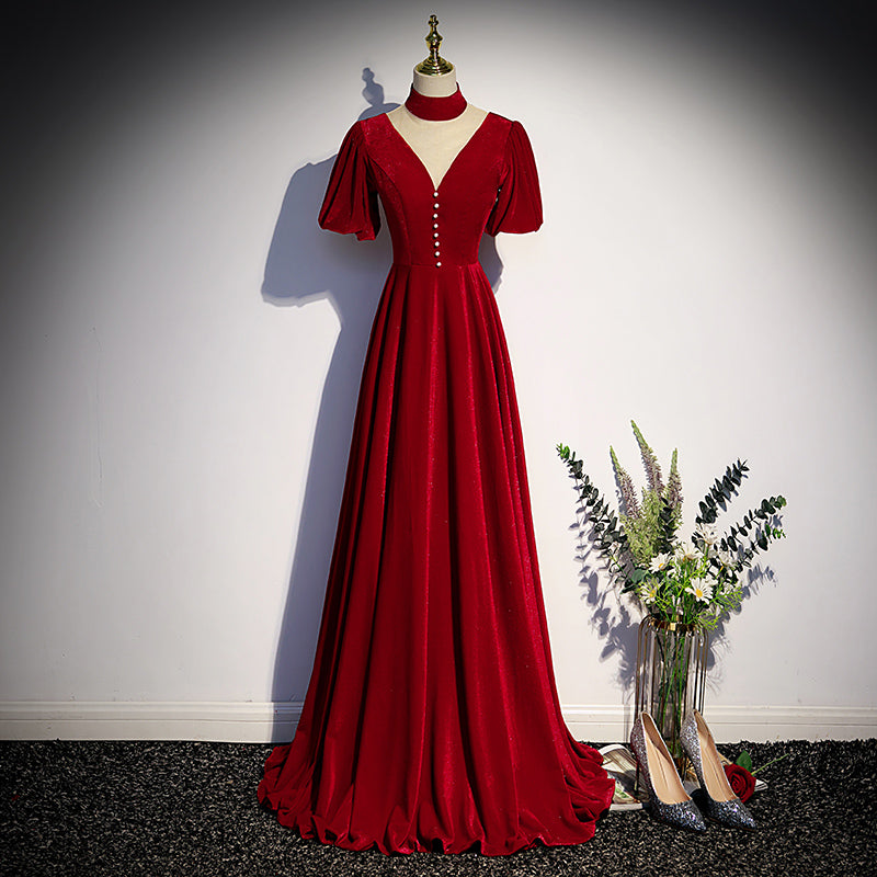 Long Velvet V-neckline Floor Length Prom Dresses, Black Evening Weddin Cutedressy Long Velvet V-neckline Floor Length Prom Dresses, Black Evening Weddin Cutedressy