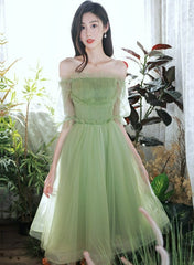 Lovely Green Short Tulle Party Dresses Homecoming Dress, Short Green Formal Dresses