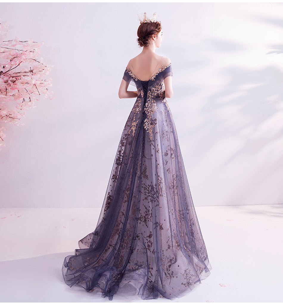 Beautiful Purple Lace and Tulle Long Evening Dress Prom Dress, A-line – Cutedressy Beautiful Purple Lace and Tulle Long Evening Dress Prom Dress, A-line – Cutedressy