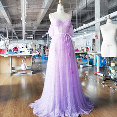 Elegant Light Purple Straps Long Prom Dress, New Lavender Prom Dress