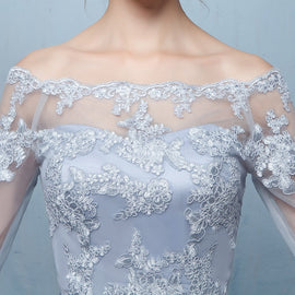 Lovely Grey Tulle Homecoming Dress with Lace, Short Party Dress