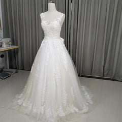 Beautiful Ivory Wedding Dress, Handmade Lace and Tulle Bridal Gown