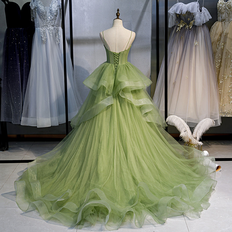 sweet 16 green dresses Gorgeous Light Green Sweetheart Tulle Formal Dress, Sweet 16 Gown Quin – Cutedressy
