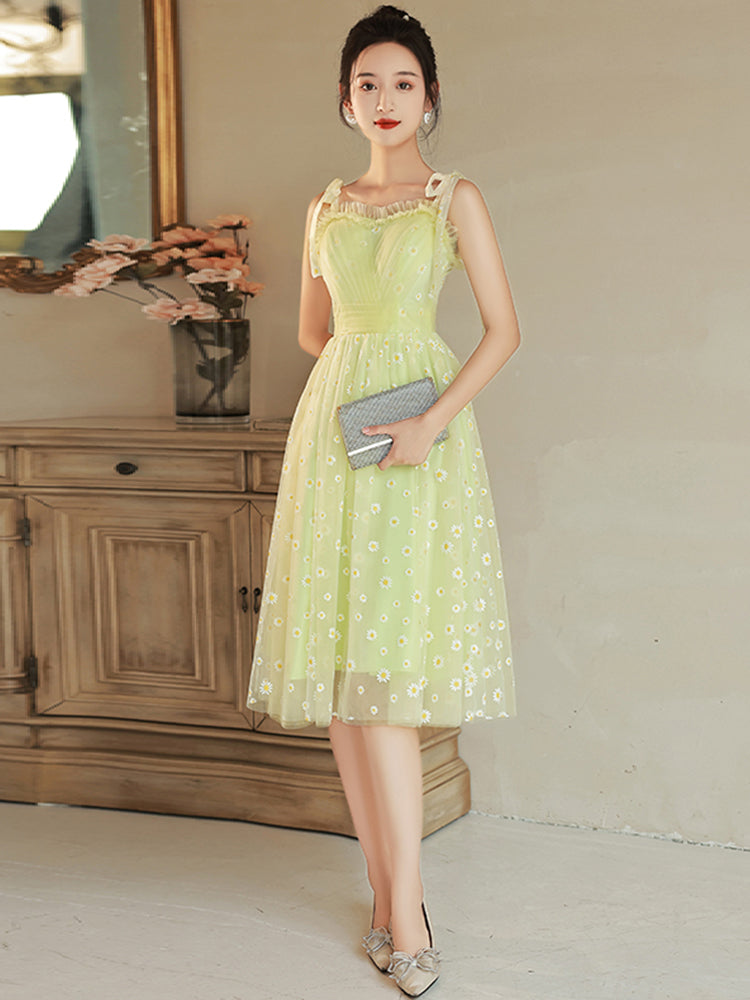 Light Green Tulle Beaded Short Evening Dress, Green Tulle Prom Dress