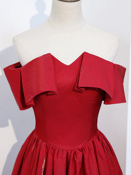 Red Satin Long Party Dress, A-line Formal Dress 2021, Evening Dress