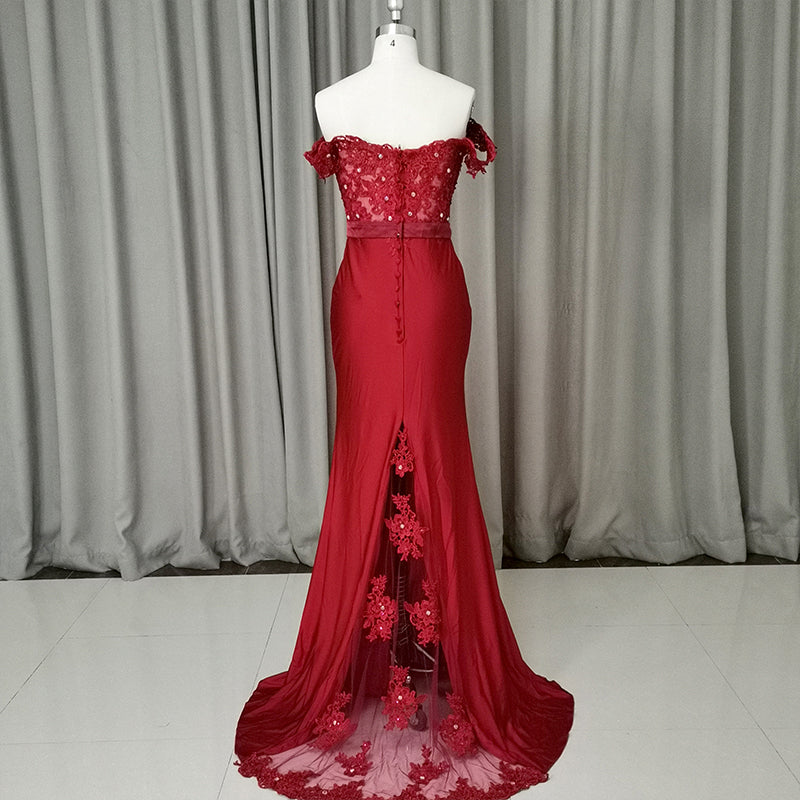 Beautiful Dark Red Mermaid Spandex Long Party Dress, Pretty Prom Dress