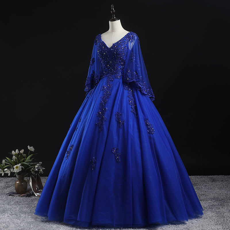 Royal Blue Ball Gown Lace Applique Quinceanera Dresses, Tulle Floor Le Cutedressy Royal Blue Ball Gown Lace Applique Quinceanera Dresses, Tulle Floor Le Cutedressy