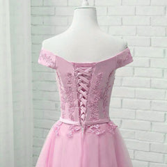 Cute Pink Short Prom Dress , Pink Tulle Bridesmaid Dress
