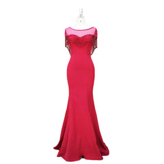 Beautiful Mermaid Red Handmade Party Dress, Red Evening Gown