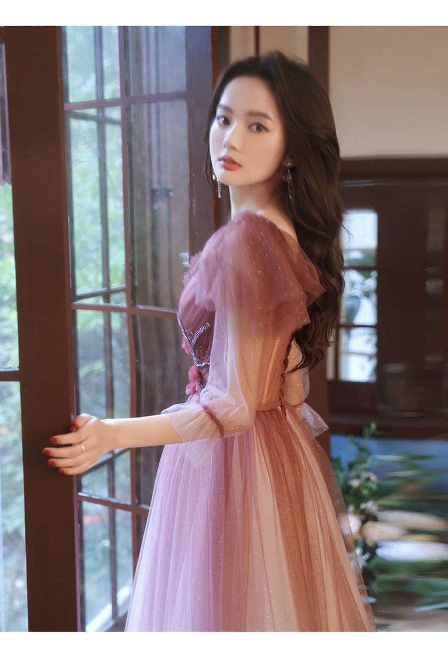pink long sleeve birthday dress Girls Princess Ball Gown Party Dress Birthday Dress with Long Sleeves Size 10 / Other