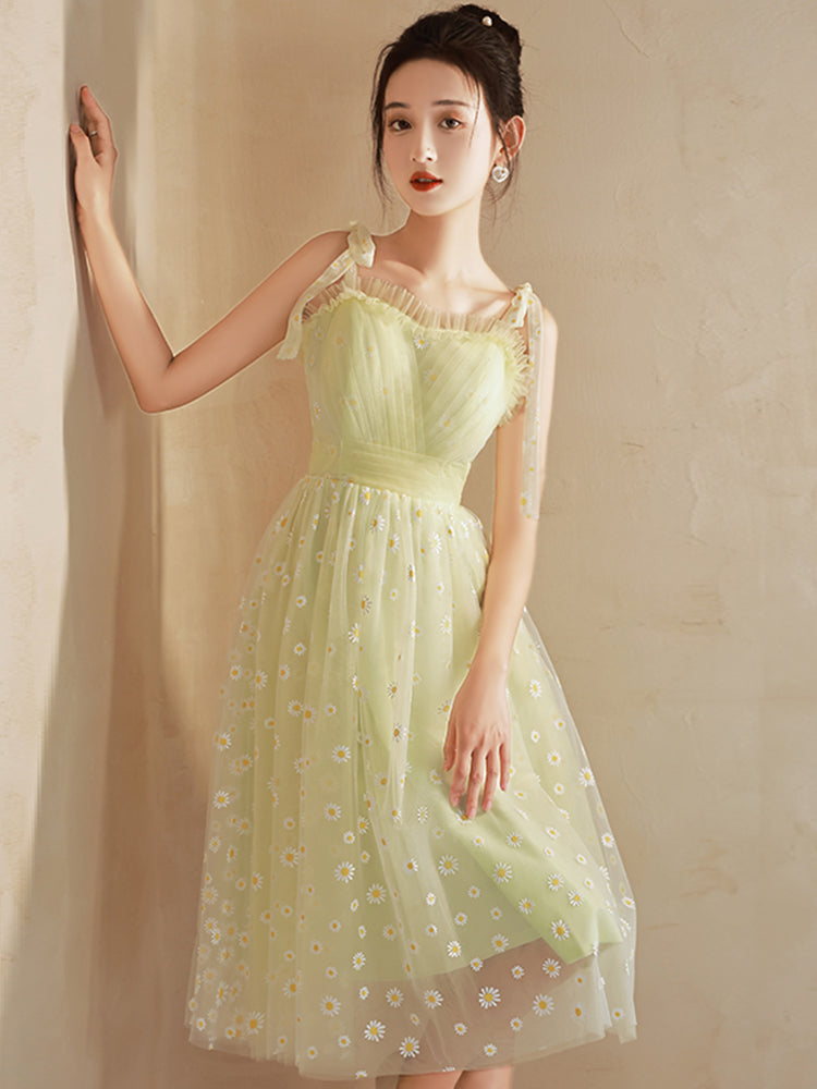 Light Green Tulle Beaded Short Evening Dress, Green Tulle Prom Dress
