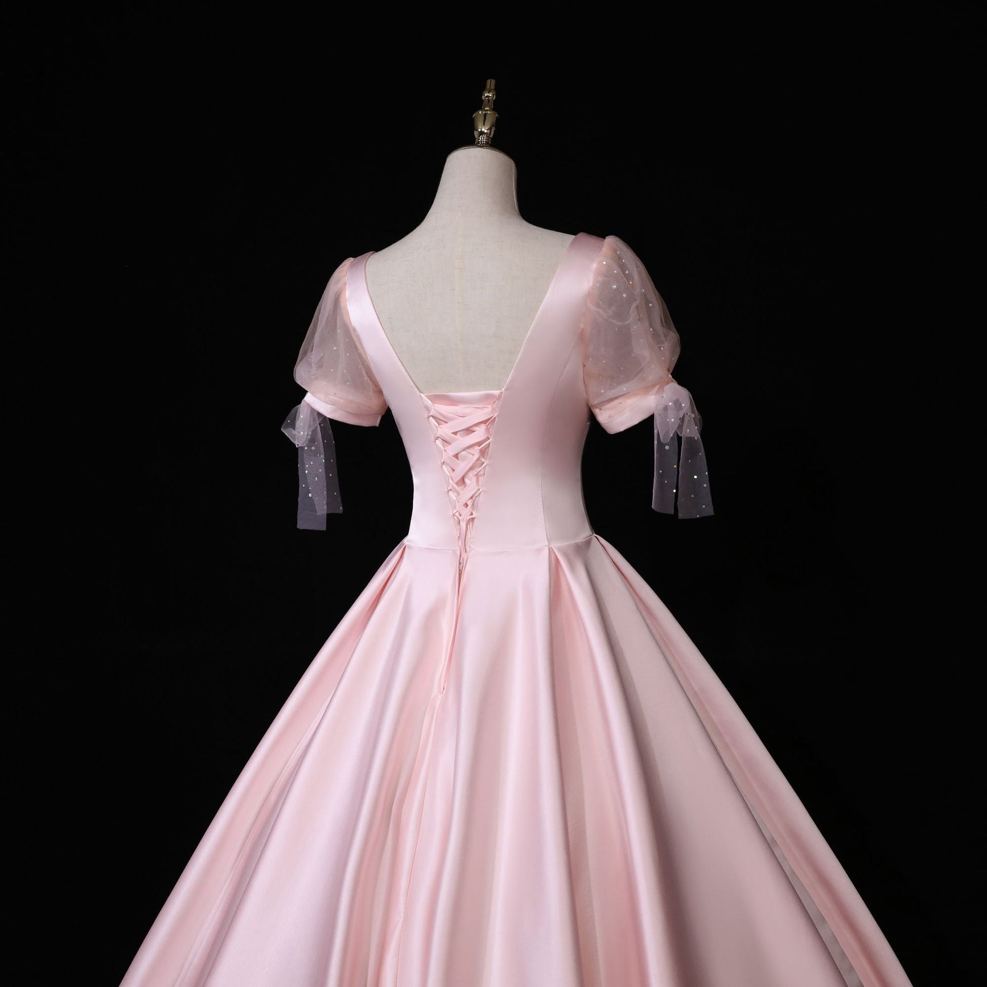 Pink Satin Long Sweetheart Formal Dress, Pink Sweet 16 Party Dress
