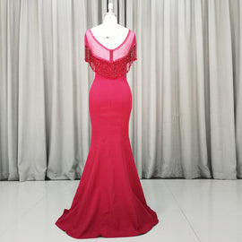 Beautiful Mermaid Red Handmade Party Dress, Red Evening Gown