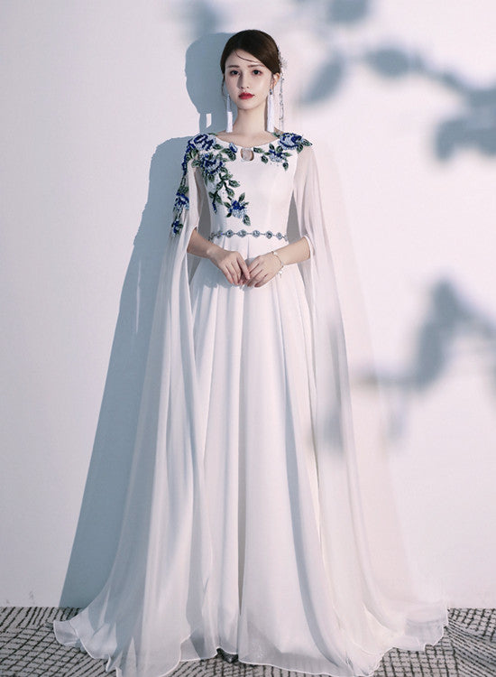 white elegant prom dress 