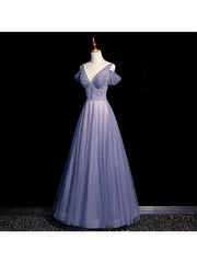 Beautiful Beaded V-neckline Long Floor Length, A-line Formal Gown