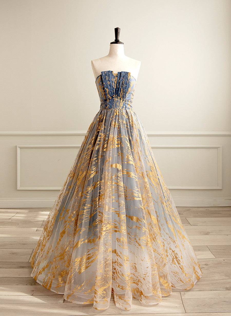 Beautiful Gradient Tulle A-line Long Formal Dress, Gradient Prom Dress Evening Dress