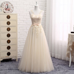 Cute A-line Tulle Long Bridesmaid Dress, Prom Dress