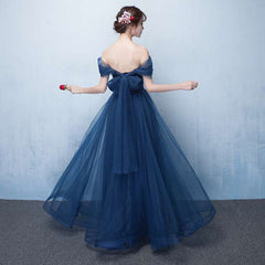 Elegant Navy Blue Floor Length Bridesmaid Dress, Simple Formal Gown