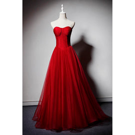 Beautiful Red Gorgeous Sweetheart Tulle Party Dress, Red Prom Dress Formal Dress