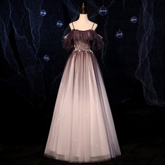 Gradient Off Shoulder Beaded Long Evening Dress, Tulle Prom Dress 2022