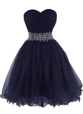 navy blue beaded homecoming dress