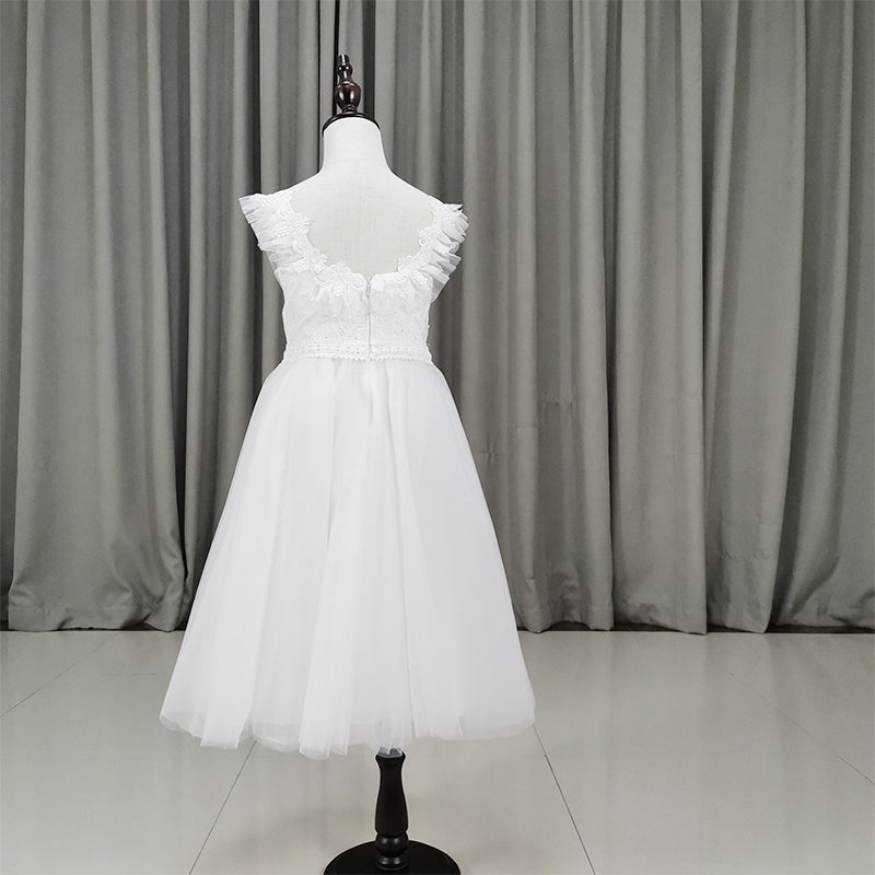 Adorable Tulle Flower Girl Dress, Cute White Flower Girl Dress