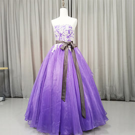 Charming Handmade Organza Purple Sweet 16 Gown, Party Dress