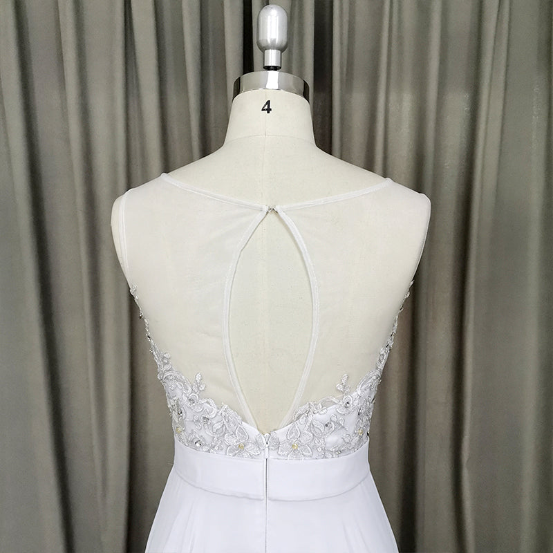 Beautiful High Quality Chiffon Long A-line Prom Dress, Lace Applique Party Dress