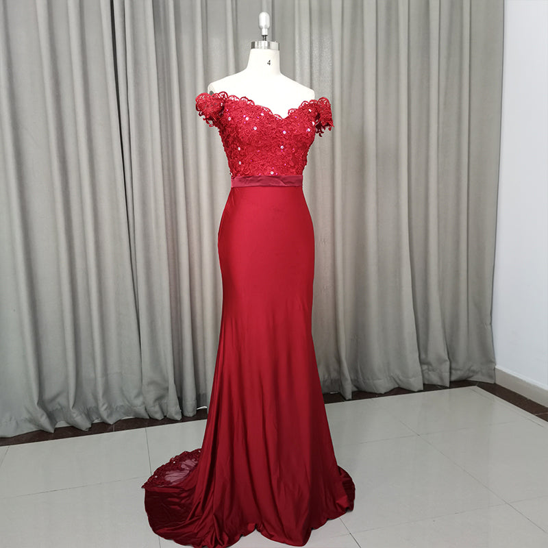 Beautiful Dark Red Mermaid Spandex Long Party Dress, Pretty Prom Dress