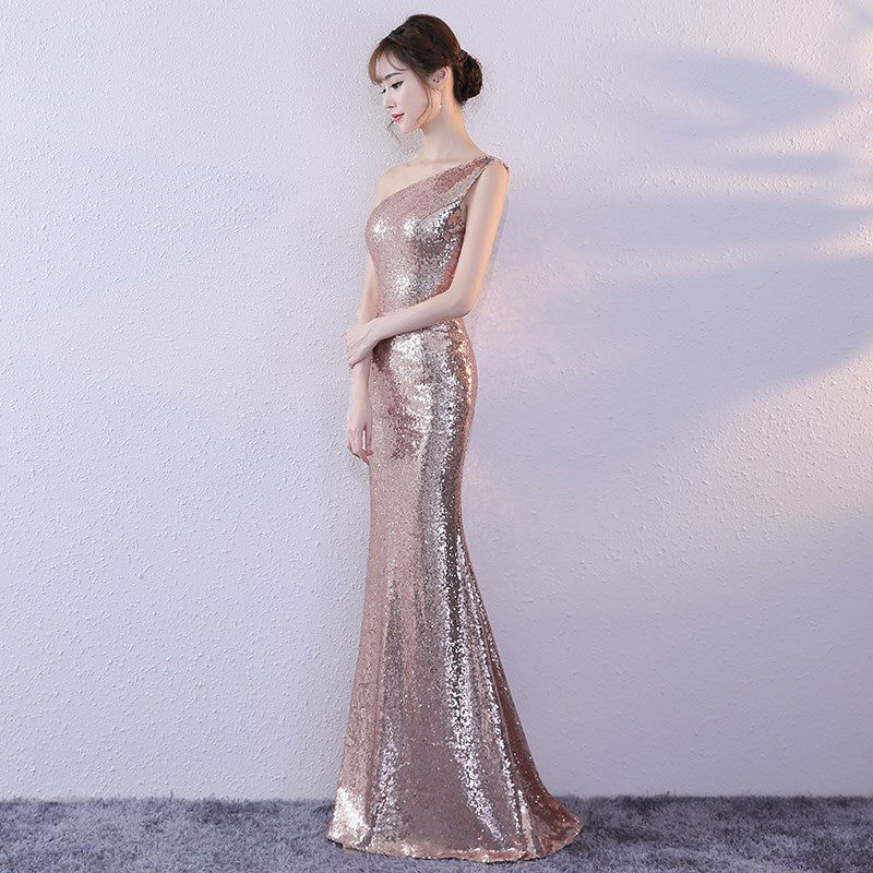 Beautiful Sequins Mermaid Long Prom Dress , Rose Gold Party Dress Cutedressy Beautiful Sequins Mermaid Long Prom Dress , Rose Gold Party Dress Cutedressy