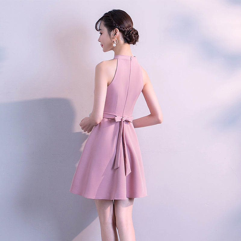 Lovely Pink Halter Mini Party Dress, Cute Women Dress – Cutedressy